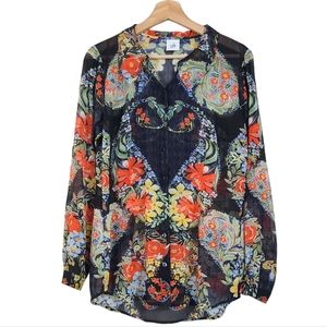 Cabi Amour Semi Sheer Button Down Blouse Top